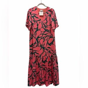 NWT Adrienne Palmer Beverly Hills Print Oversized Maxi Dress Small Resortwear
